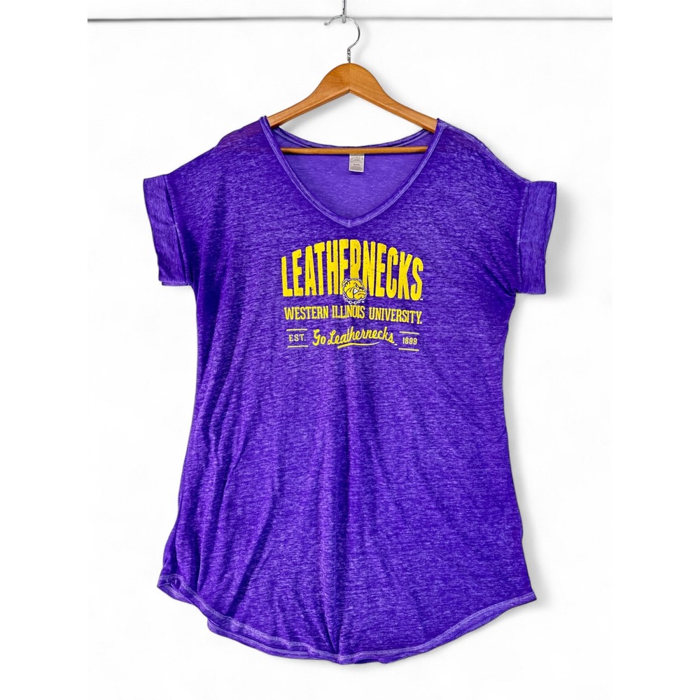 Western Illinois Leathernecks Sleep Shirt XL Purple Comfy Campus Tee Pajama